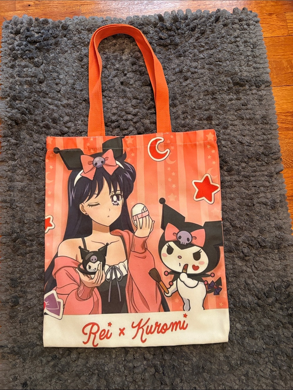 Sanrio Orange  and Black Rei x Kuromi Character Tote Bag